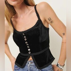 Reformation NEW Minna Velvet Top Black